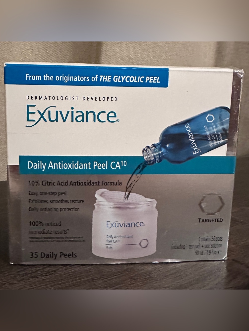 NEW Exuviance Daily Antioxidant Peel CA10 35 Pads 10% Citric Acid